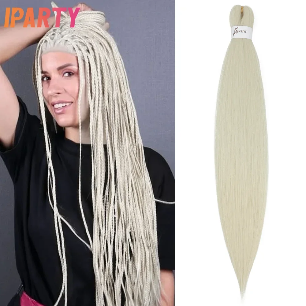 

Iparty Yaki Straight Synthetic Braid Hair For Black Women 24 Inches White Color Pre Stretched Hair Extension Party Daily Cosplay