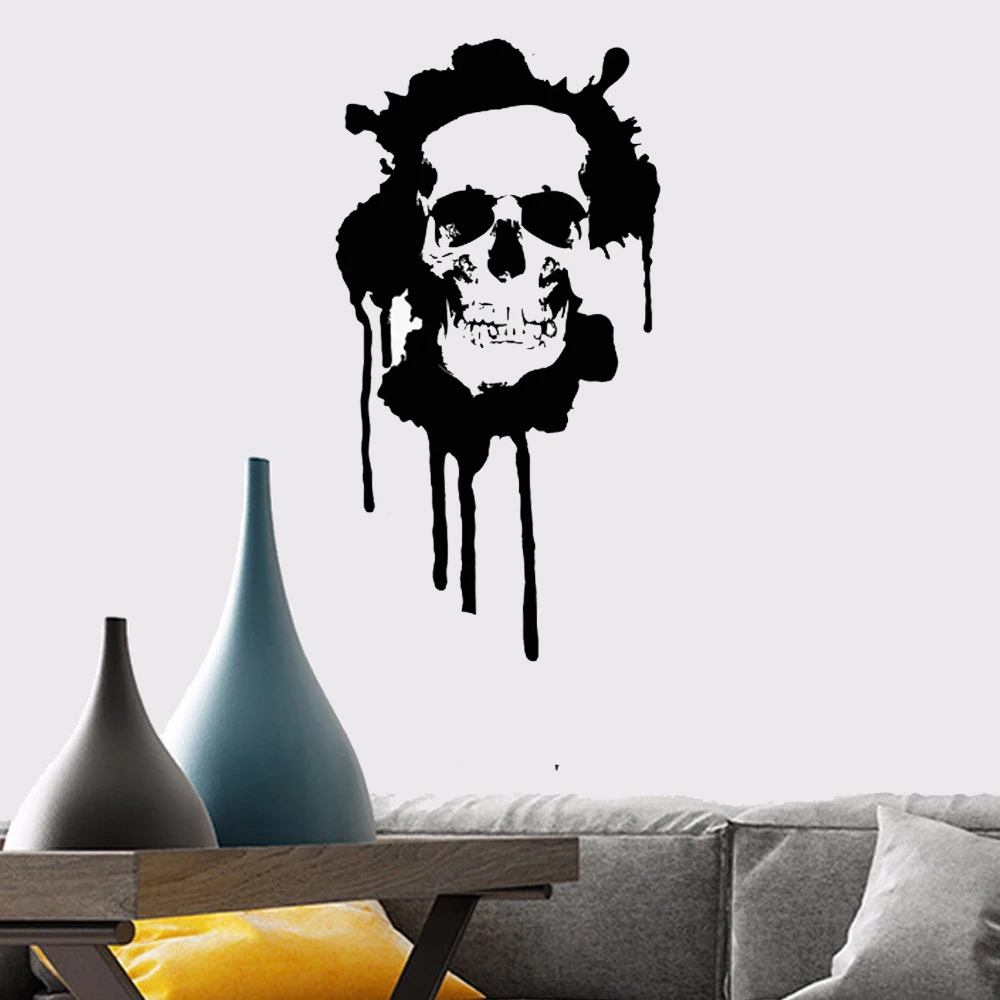 Skull Bone Wall Decal Style Modern Grunge Teens Bedroom Man Cave Bar Party Interior Decor Door Window Vinyl Stickers