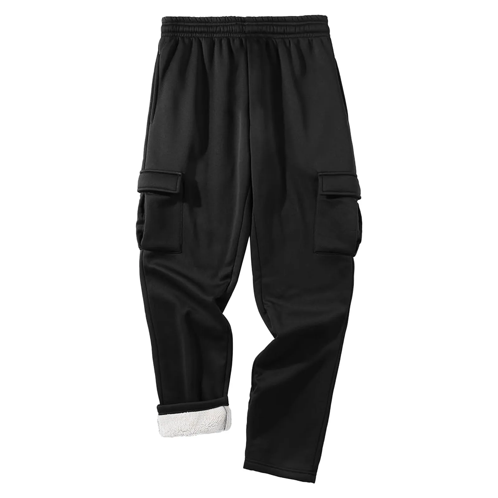 

Mens Casual Loose Solid Color Pocket Elastic And Fleece Sports Casual Pants Hiking Streetwear male Clothing