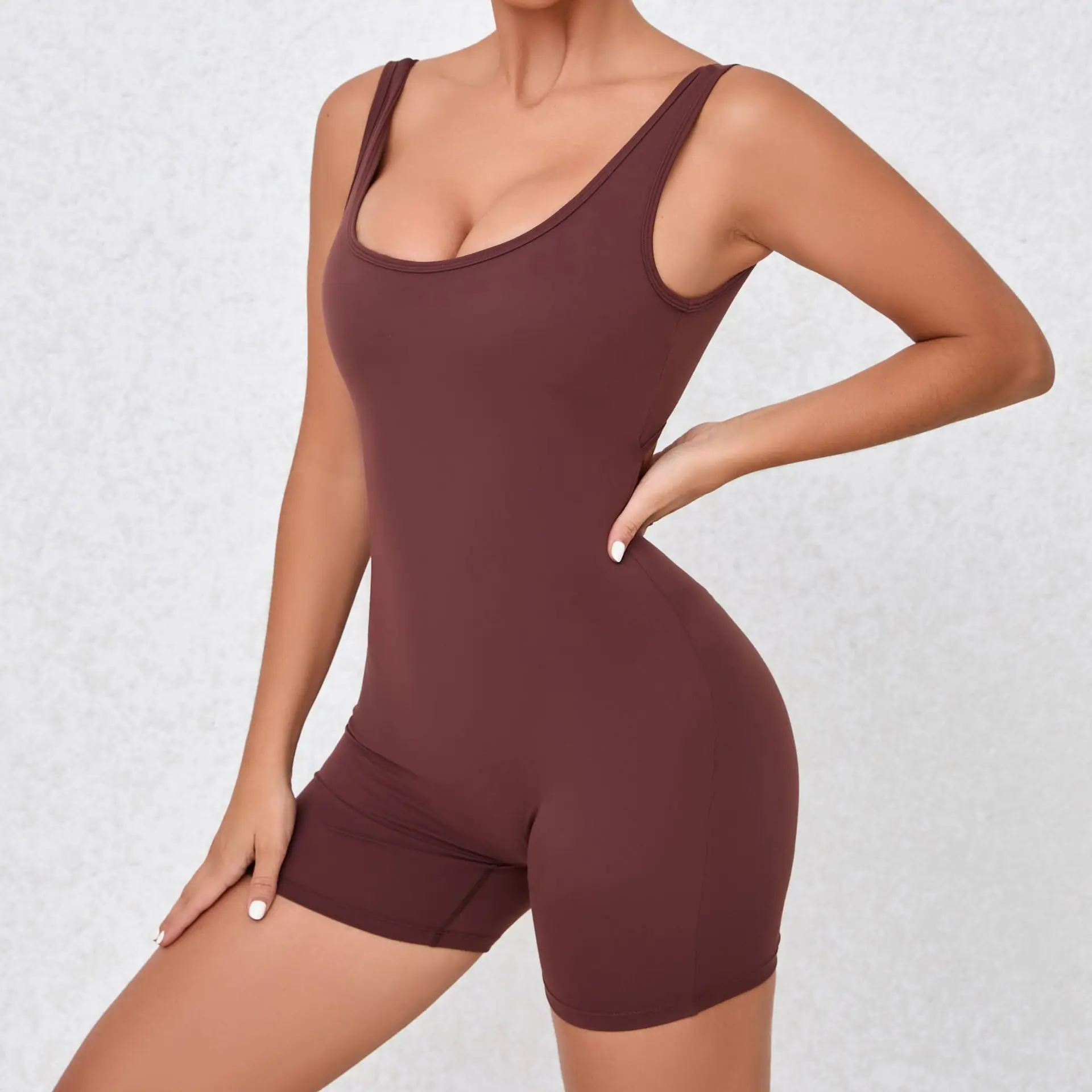 Gym Female Short Jumpsuit Yoga Fitness Overalls Sexy Bodysuit One Pieces Workout Clothes for Women Backless Sportswear Blue Body