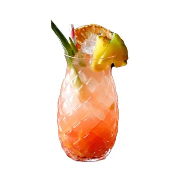 1 pz 480 ml Bicchieri da cocktail a forma di ananas Bicchiere da vino per la casa Bar Party Strumento da bar in vetro trasparente per succo 1