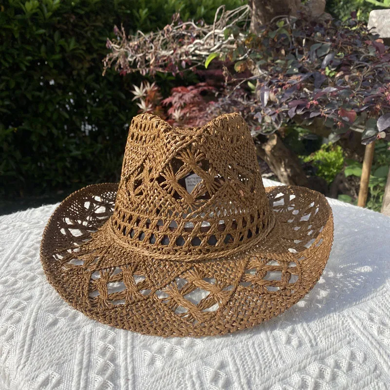 Straw Hat for Women Men Summer Handmade Classic Vintage Hollow Out Western  Curled Wide Brim Sun Hat Fishing Hat Climbing Cap - AliExpress