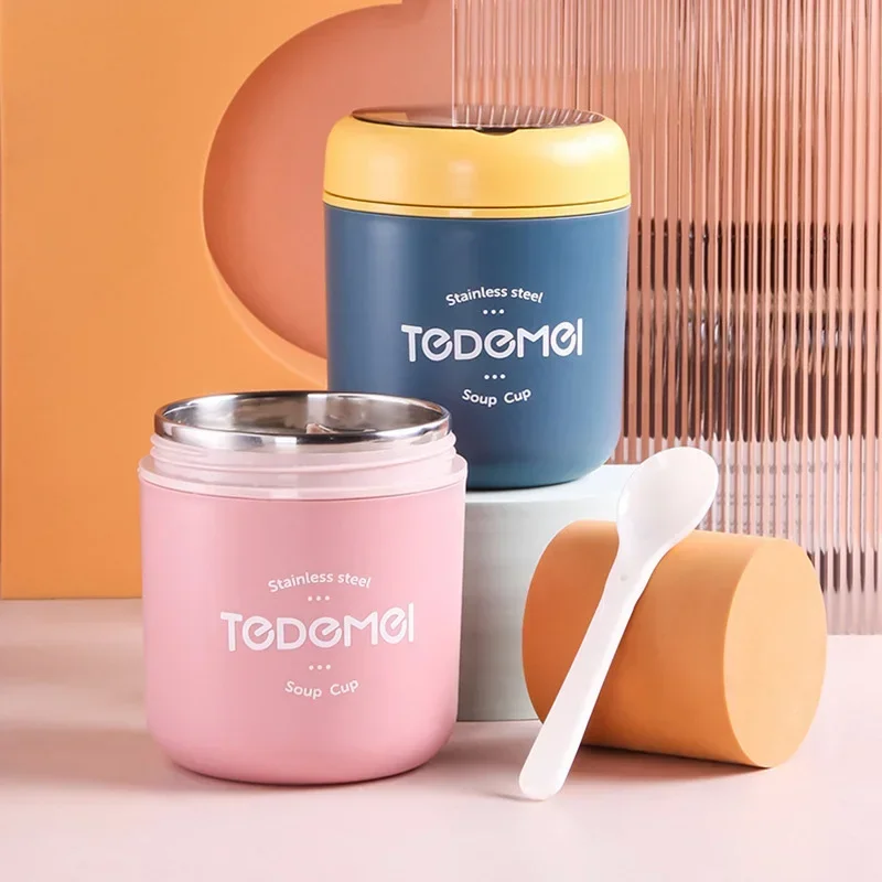530ml/710ml Food Insulation Jar Insulation Soup Cup Lunch Box Stainless Steel Lunch Box Thermos Keep Warm for School Children