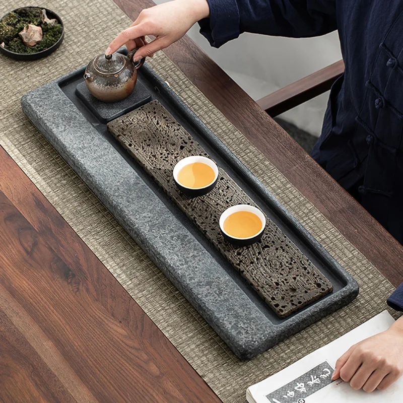 

Black Plate Tea Trays Stone Coffee Luxury Saucer Storage Tea Tray Desk Vintage Plateau Presentation Buffet Coffeeware Teaware