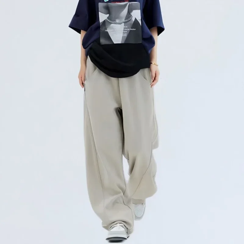 HOUZHOU Sweatpants Women Pants High Waist Wide Leg Trousers Casual Oversize Gray Sport Gym Female Clothing Korean Streetwear
