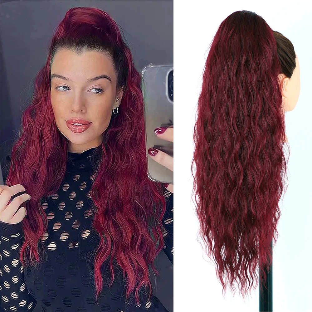 FakePonyTailHairExtentionLongWaterWaveDrawstringPonytail