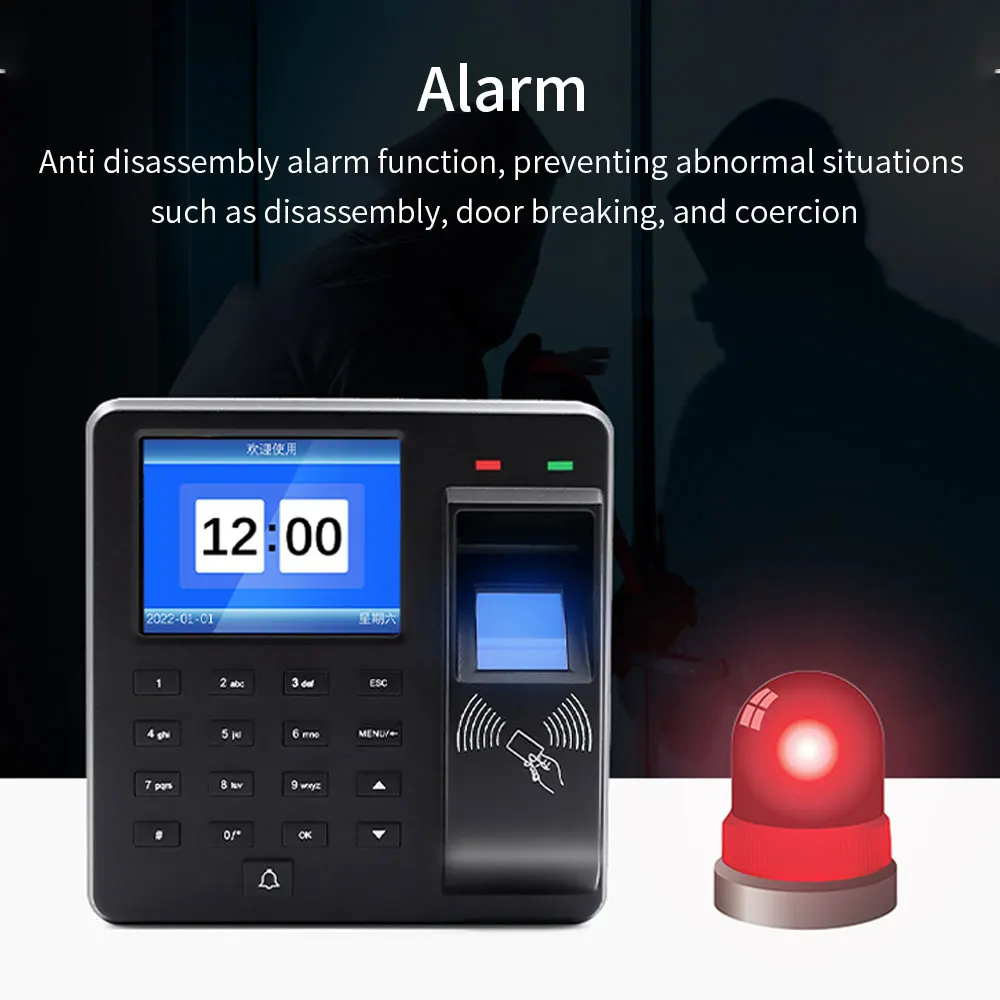 Attendance Machine Fingerprint+Code+Card 2.4inch Color Screen Display No need to download software Intelligent Report Generation
