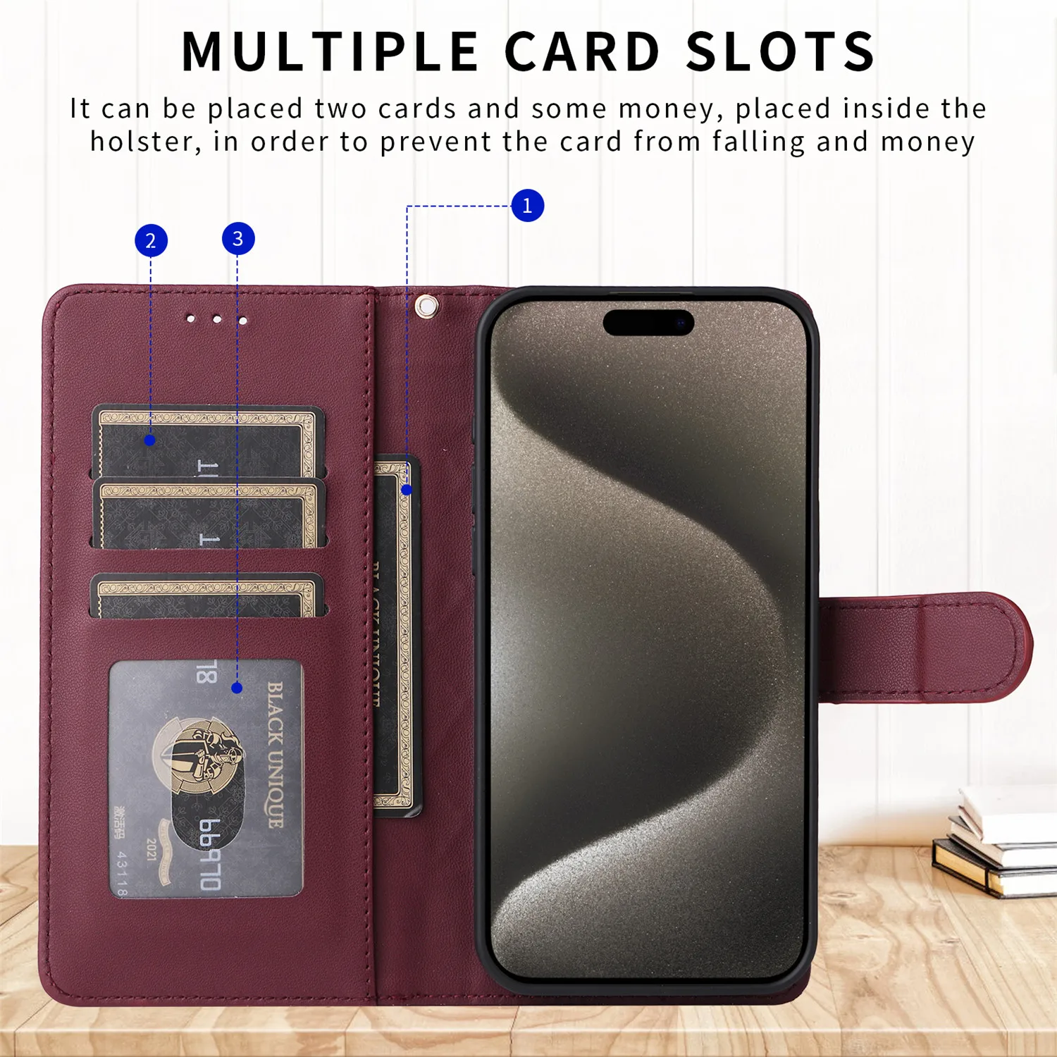 Leather Flip Wallet Phone Case For IPhone 14, 13, 12, 11, XR, XS, Pro Max – Multi-Color - View #2