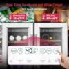 Beverage Refrigerator, Dual Zone Wine Cooler with Glass Door, Hold 88 Cans & 21 Bottles, Built in or Freestanding Under Counter 2