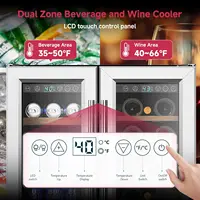 Beverage Refrigerator, Dual Zone Wine Cooler with Glass Door, Hold 88 Cans & 21 Bottles, Built in or Freestanding Under Counter 2