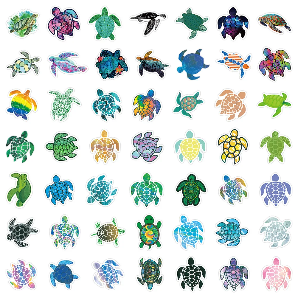 10/50pcs Blue Marine Sea Turtle Varied Stickers Pack for Kids Sketchbook  Scrapbook Laptop Wall Decorative Graffiti Decals