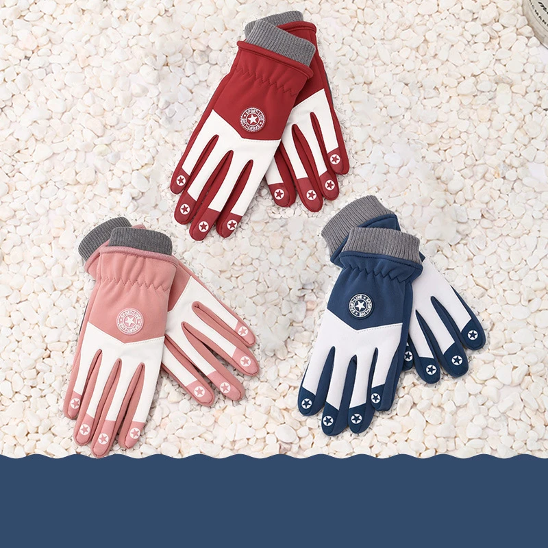 Autumn Winter Cycling Gloves Children 5 to 12 Years Old Boys Ski Gloves Girls Skateboard Warm Kids Non-slip Thick Fleece Gloves 4