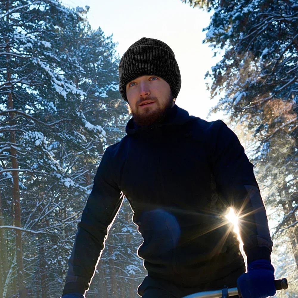 2In1 Mask Beanies Hat Kintted Thicken Winter Ski Balaclava Full Face Mask Thermal Windproof Coldproof Running Earmuffs Hat