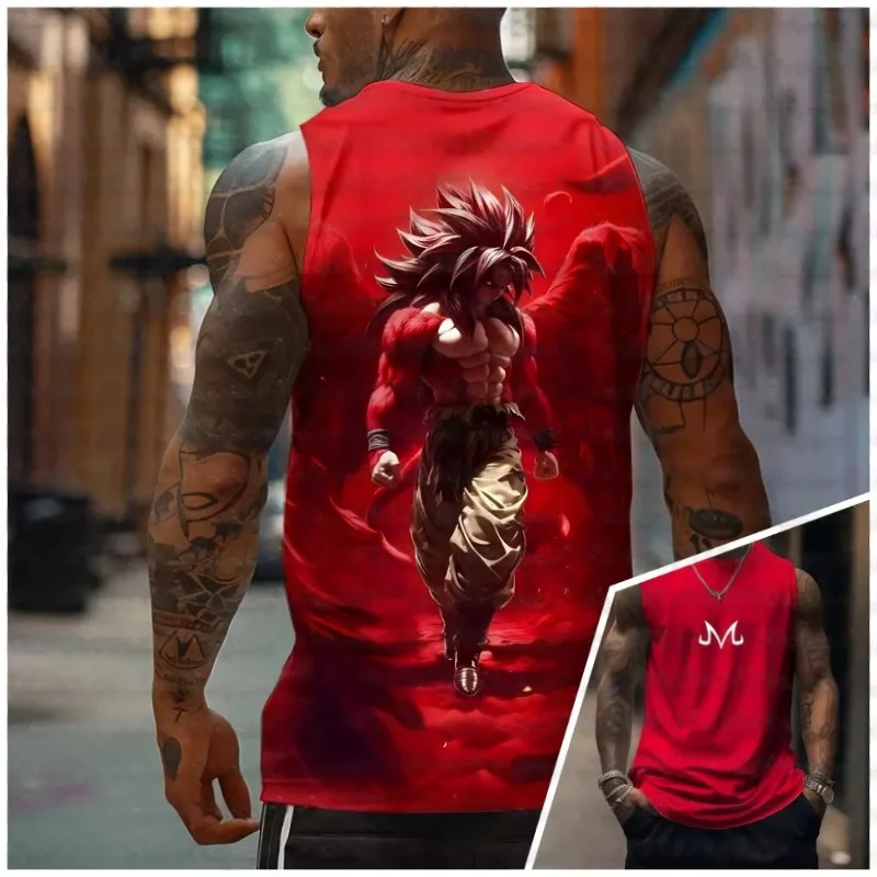 Dragon Ball American Sun Wukong Tank Top Men's Retro Sleeveless T-shirt Trendy, view 4