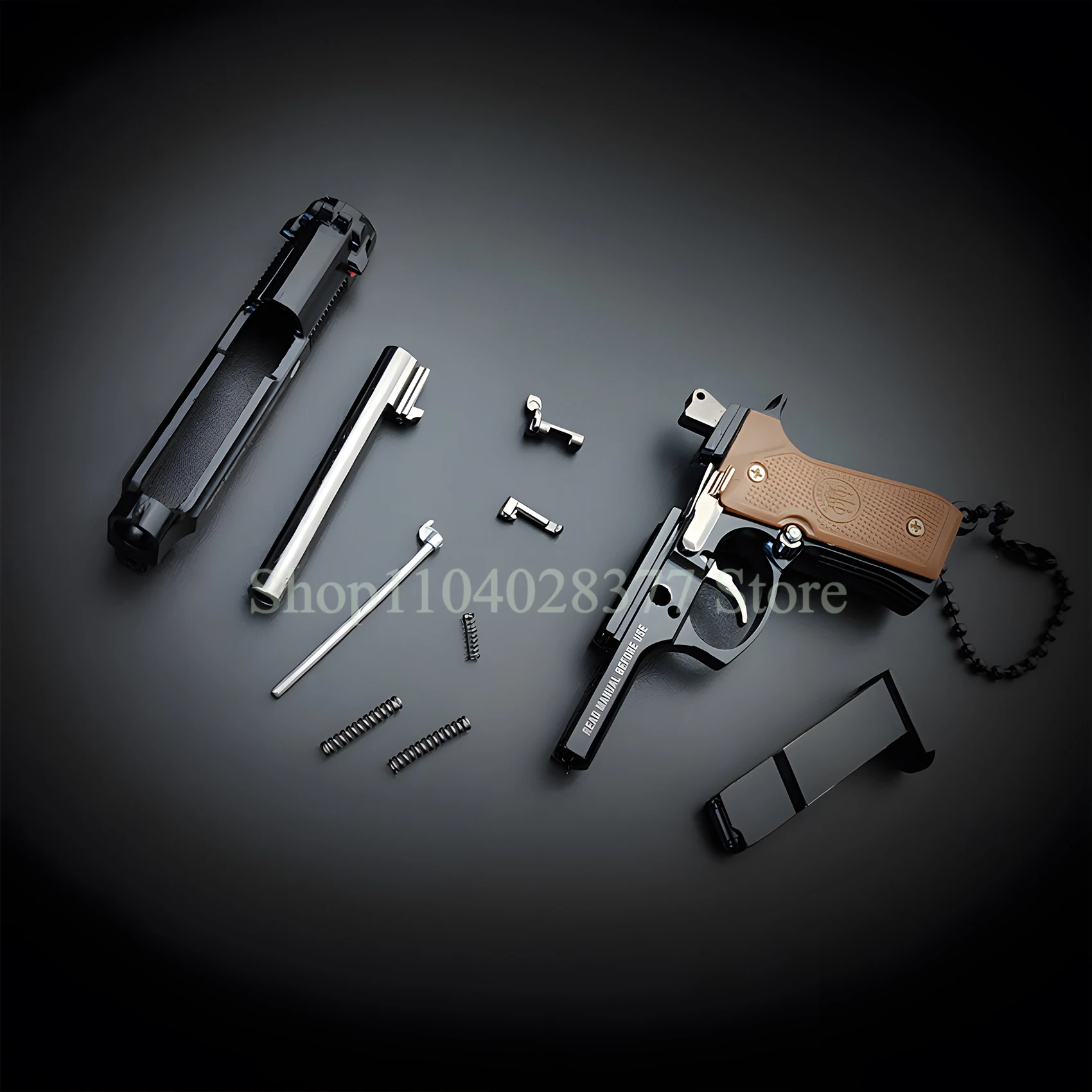Mini Gun Model Keychain, Mini 3:1 Beretta Shape Keychains Gift for Gun-lover, Tiny Novelty keychains Gifts for Men, Black 4