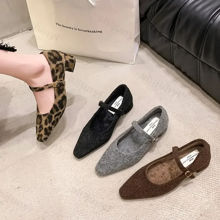 Casual Women's Low Heels Mary Jane Shoes New 2025 Fashion Shallow Comfortable Straps Leopard Walking Party Loafers Ladies Shoes 4