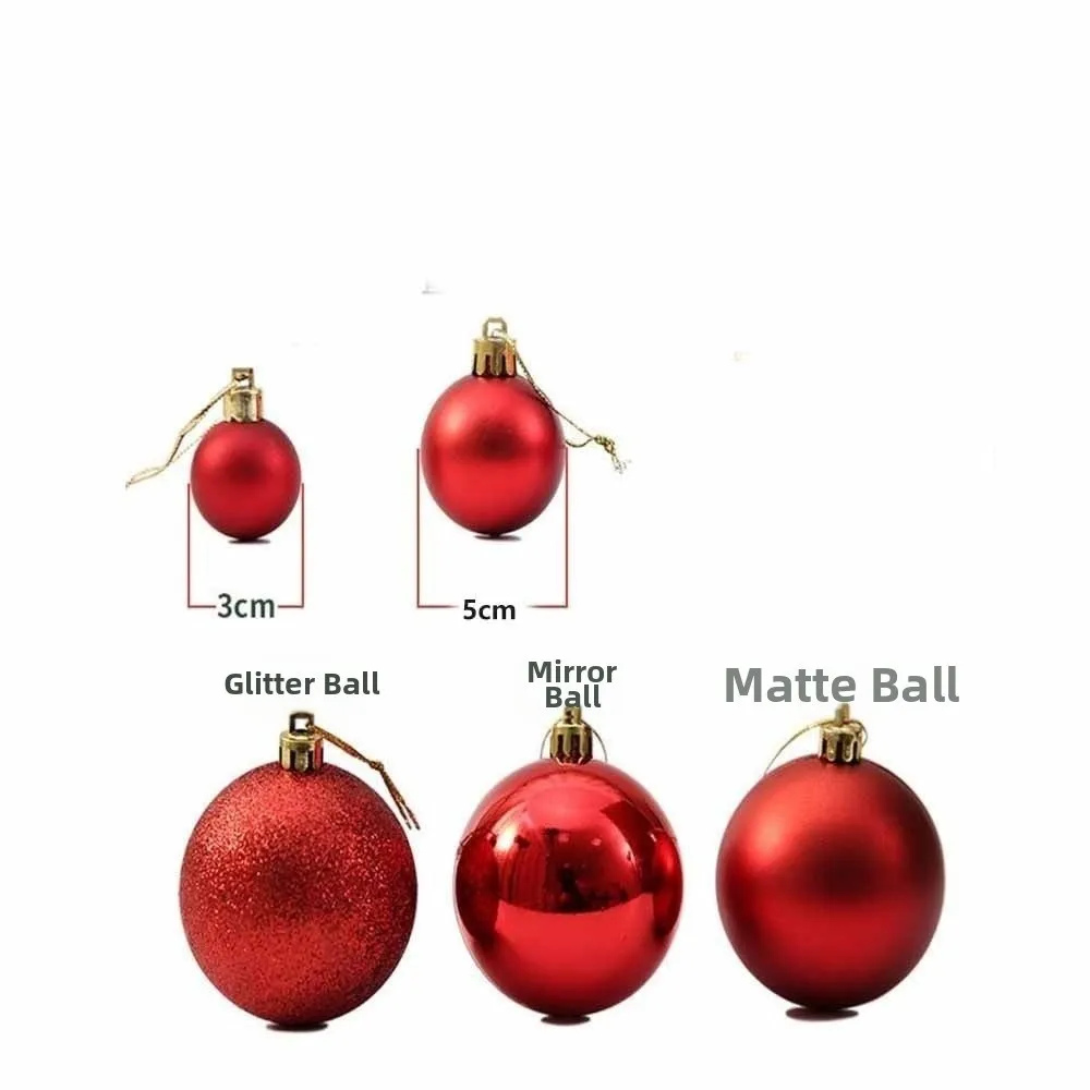 24Pcs 3/5CM Christmas Balls Hang Pendant Plastic Christmas Tree Ornaments New Year Decor Reusable Xmas Tree Baubles Xmas Tree