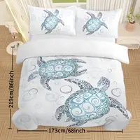 Aqua Teal Sea Bedding Set - 3PC Full Duvet Cover & 2 Pillowcases, Ocean-Themed Comforter for Beach Lovers 2