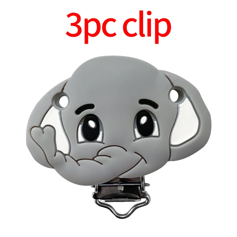 3 Stück Silikon Elefant Bär Fuchs Einhorn Löwe Form Clips DIY Schnullerkette Tier Nippelhalter Klemmen – Detail 7