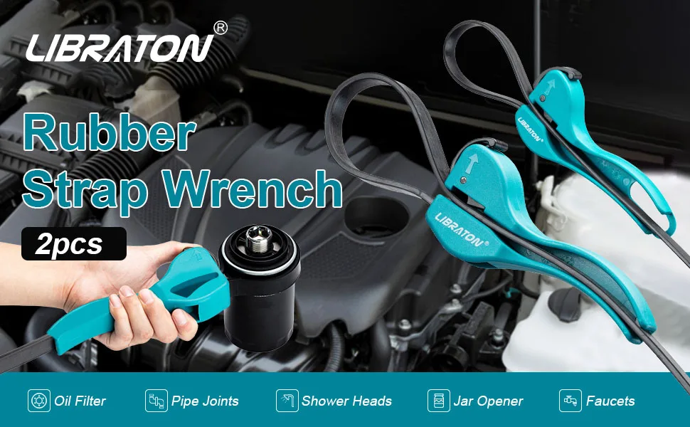 Description Picture 2 of itemLibraton 2Pcs Strap Wrench Set Universal Rubber Strap Wrench Oil Filter Strap Wrench Set Multifunctional Adjustable Wrench Tools