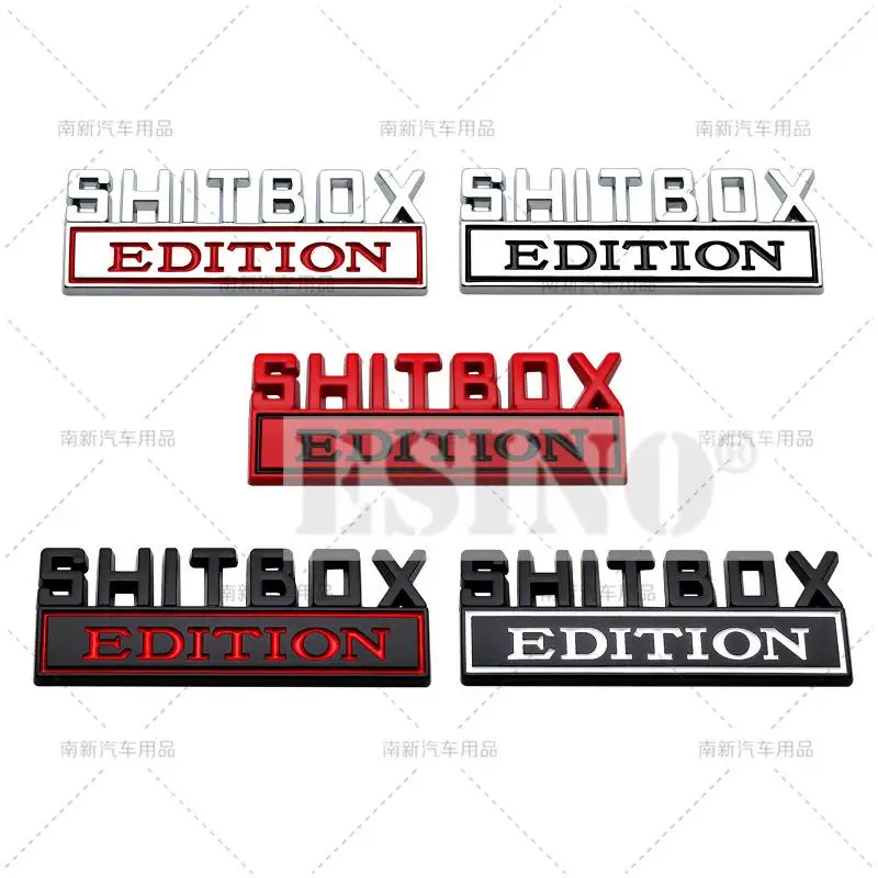 

Car Styling 3D Sh*tbox Edition Metal Chrome Zinc Alloy Adhesive Emblem Decorative Badge Funny Decal Auto Accessory