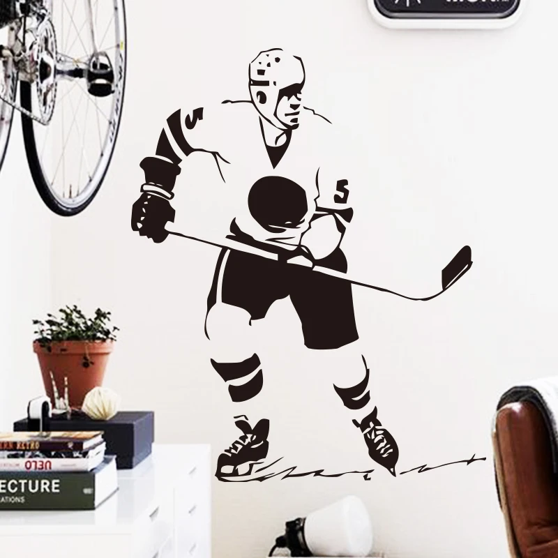 2015 art new design home decoration ice hockey Vinyl wall sticker Cheap Removable puck sports house decor decals in bedroom shop