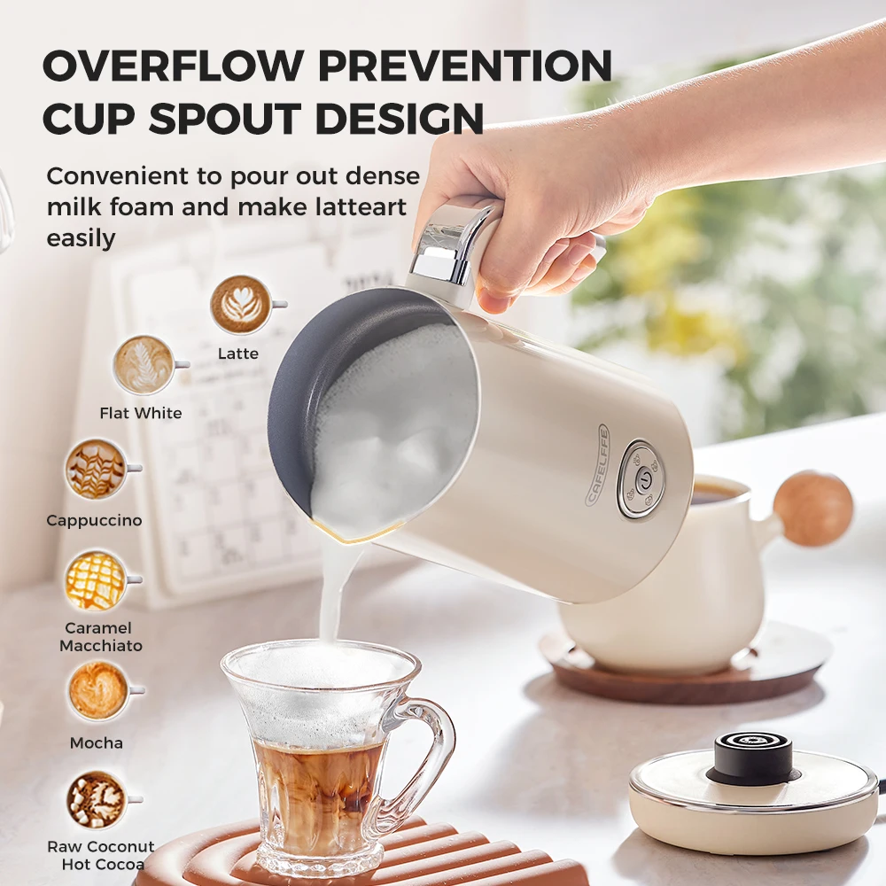 Cafelffe Electric Milk Frother Frothing Foamer Chocolate Mixer Cold/Hot Cappuccino Fully Automatic Milk Warmer home appliance