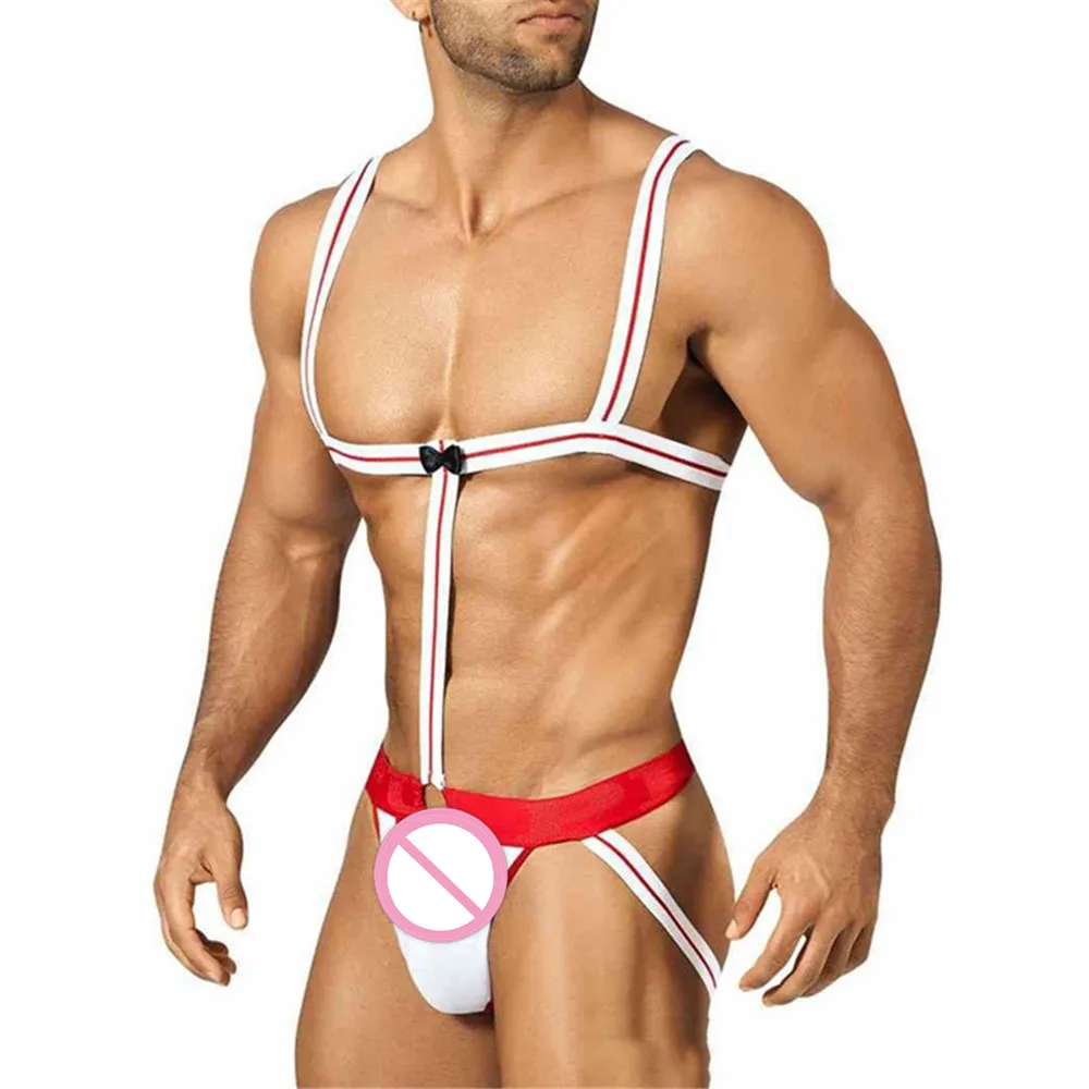 Sexy lingerie Panties Briefs Men's hot costumes intimate sexy underwear nightclub DS clothing collar dance wear men's panties