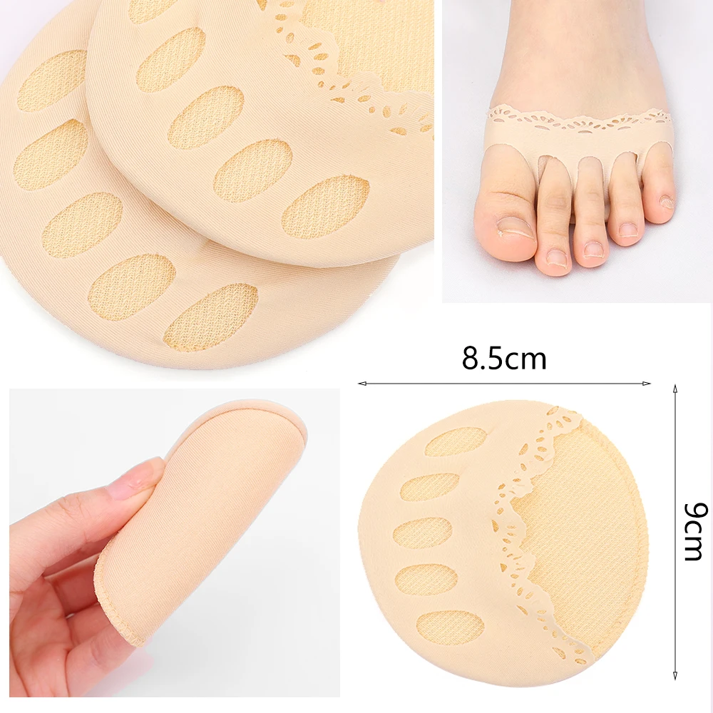 High Heel Pads 10pcs Front Foot Pads Women Summer Thin Anti Wear Non Slip Half Palm Five Finger Sock Invisible Split Toe Socks