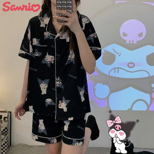 Pijama Sanrio Kawaii infantil, roupas de algodão, cardigã com decote em v,  minha melodia, Kuromi, roupas de anime para meninas, primavera e outono -  AliExpress