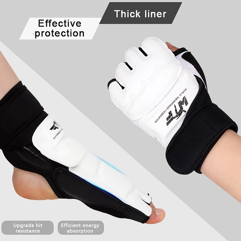 Taekwondo  Leather Foot Gloves Sparring Karate Ankle Protector Guard Gear Boxing Martial Arts Foot Guard Sock Adult Kid 3