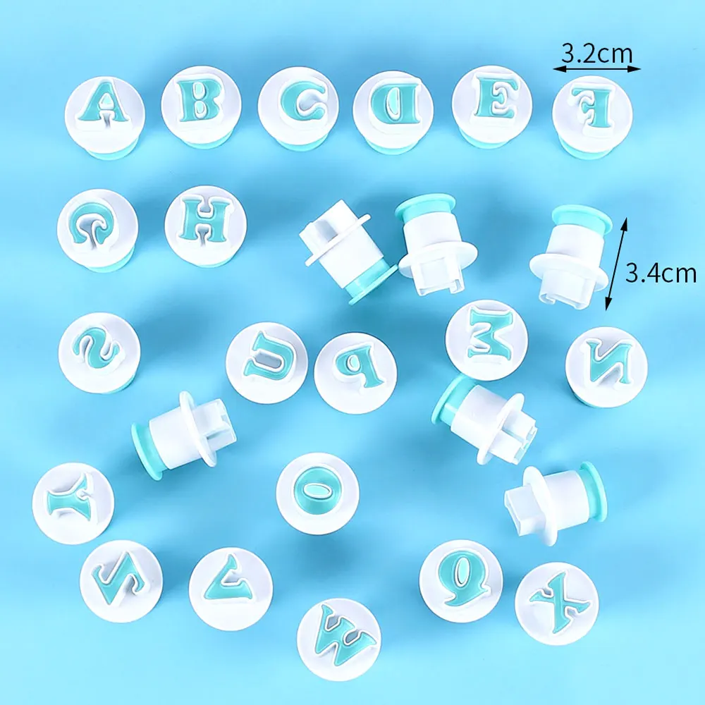 Cookie Cutter Cookie Mould Cookie Printing Mold Baking Mold Silicone Uppercase Lowercase Letters Number Press Stamp DIY Embossing Biscuits Cutter Cake Baking Tools