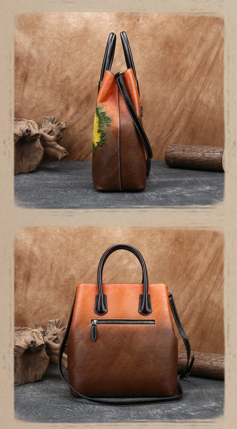 S5b41bf94f60f46f8a6fcaa69c64f5626a Retro Women Bag Vintage Bucket Shoulder Bags For Women, New Handmade Embossed Leather Handbag Floral Tote Bag Female Mallzona