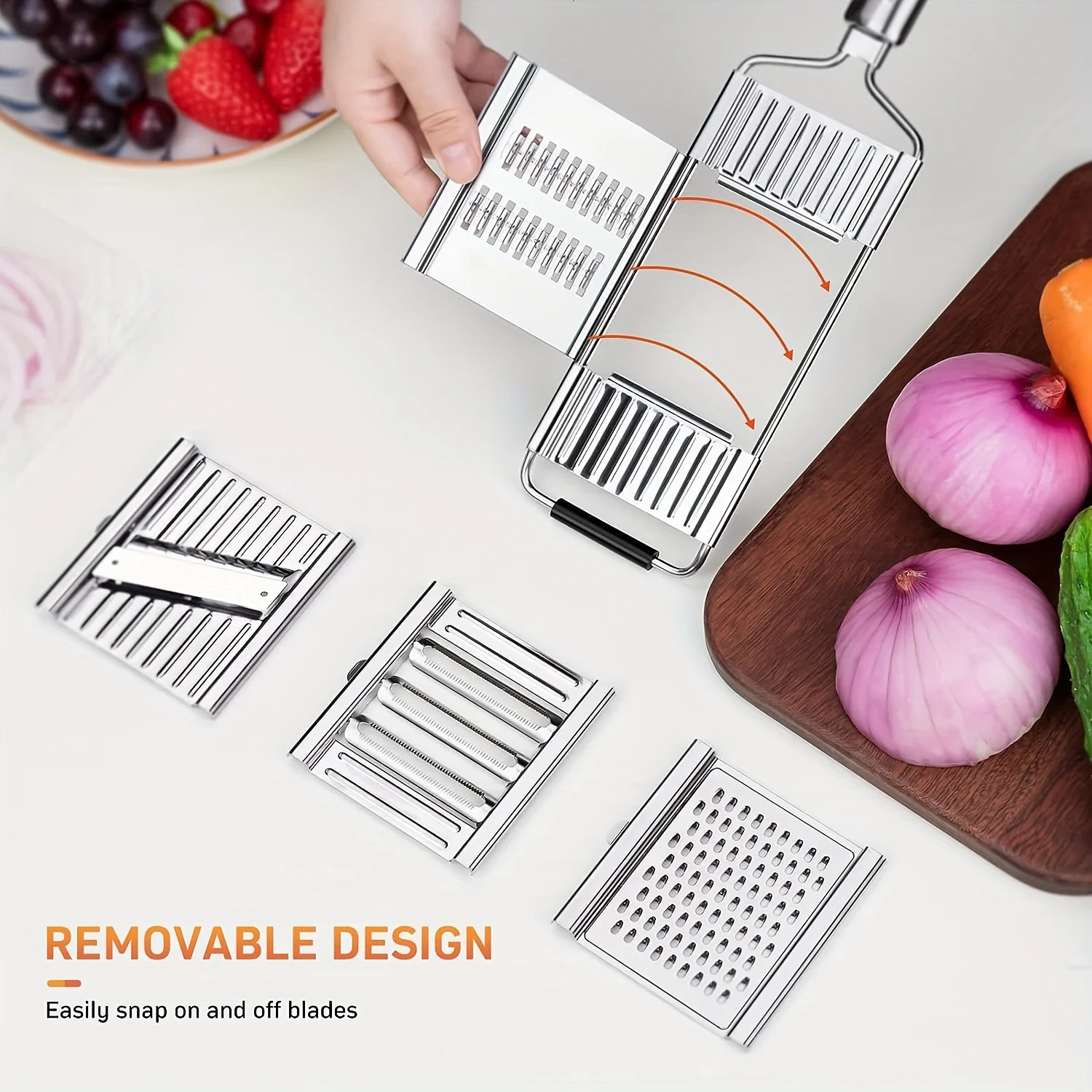 Stainless Steel Multi-Purpose Vegetable Grater and Slicer - Portable, Easy Clean Kitchen Accessory