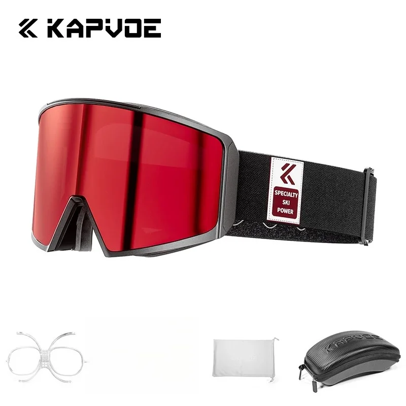 Kapvoe Snow Goggles Ski Goggles Winter Snowmobile Anti-fog Glasses Men Women Snowboarding Double Layer Snow Sunglasses Night