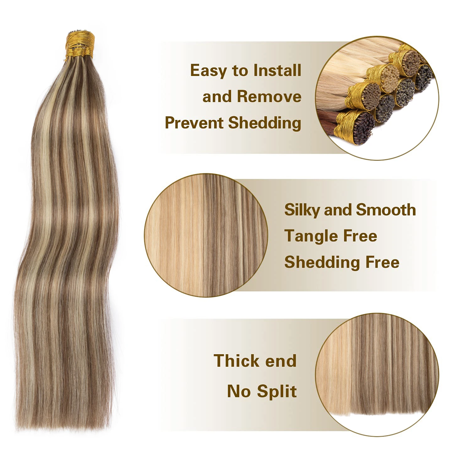 Straight I Tip Human Hair Extensions Original human hair Pre Bonded Keratin Capsules Smoothing Natural Fusion Human Hair 50g/set
