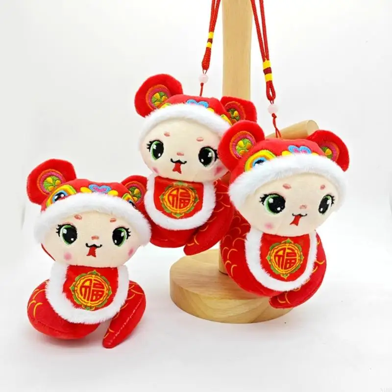 N1HB Snake Stuffed Plush Toy Backpack Charm Pendant Snake Year Mascots Plush Toy