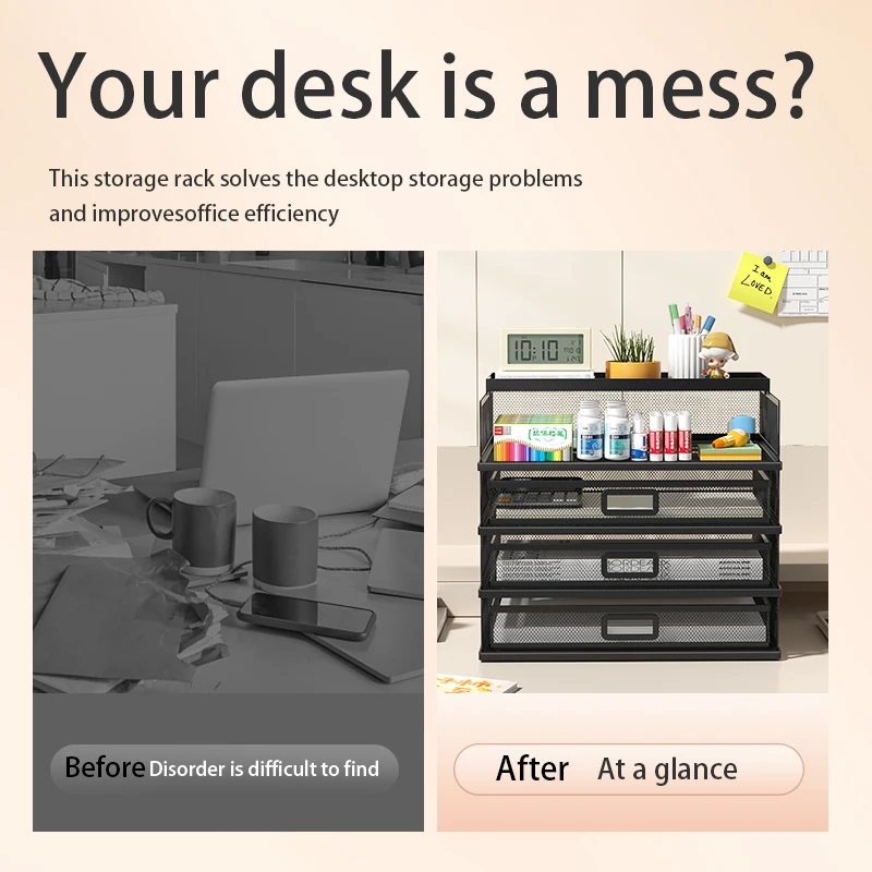 Desk organizer Sliding drawer, multifunctional paper sorter file holder for office and home school
