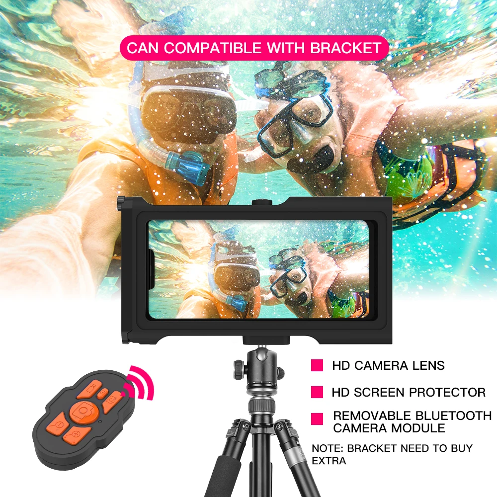 3ND Bluetooth Waterproof Case for Samsung, Huawei, Xiaomi, Oneplus, iPhone Diving Underwater Swim, General Size,15 Meter Deepth
