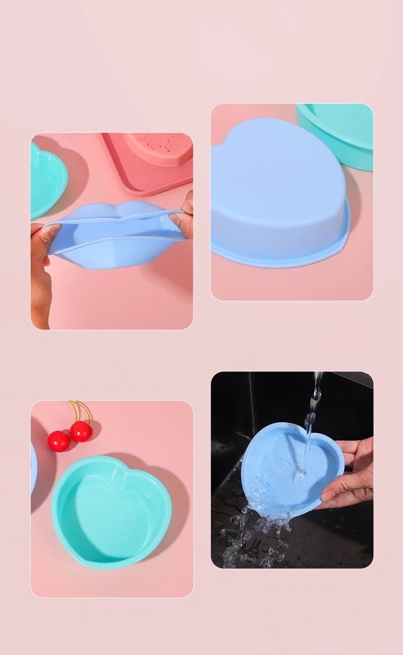 FAIS DU Silikon-Kuchenform, Herz-Kuchen-Schicht-Set, Silikon-Backform für Backwerkzeuge, Regenbogen-Kuchen und Mousse, leicht zu entformen – Detail 8