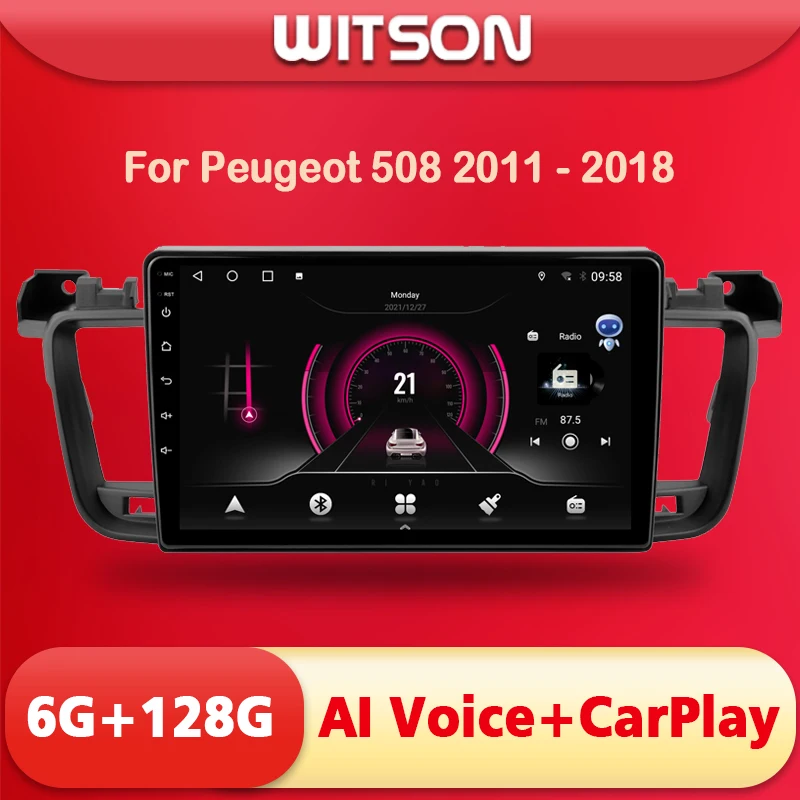 

WITSON 9 дюймов Android 11 AI VOICE 1 Din in Dash Car radio для PEUGEOT 508 2011-2018, автомобильная стереосистема навигации