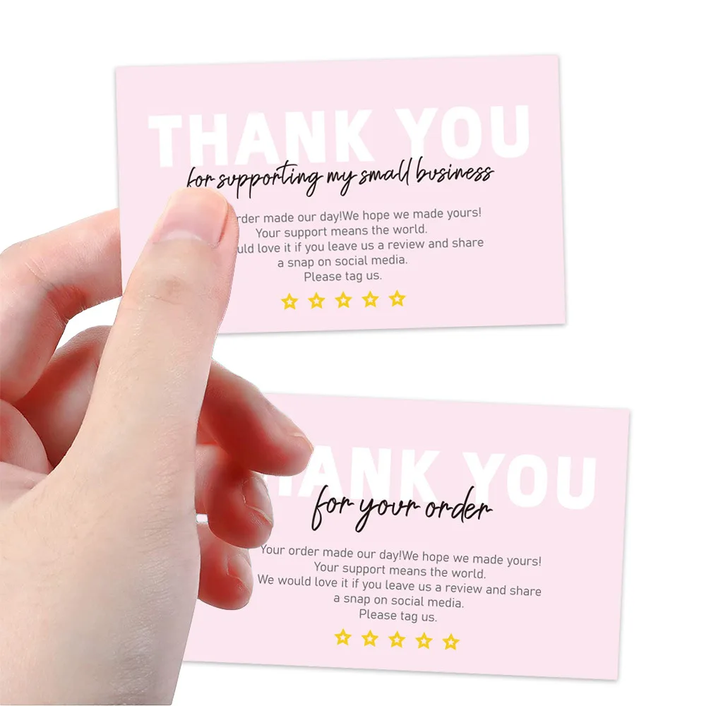30pcs Pink Thank You for Supporting My Small Business Card Your order Cards for Retail Store, Handmade Goods, Customer Package