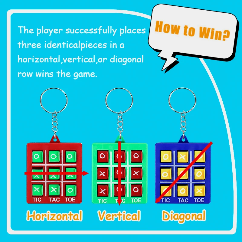 4-16pcs Tic Tac Toe Keychain Kids Educational Puzzle Games Toy Birthday Party Favors Classroom Prizes Goodie Bag Pinata Filler