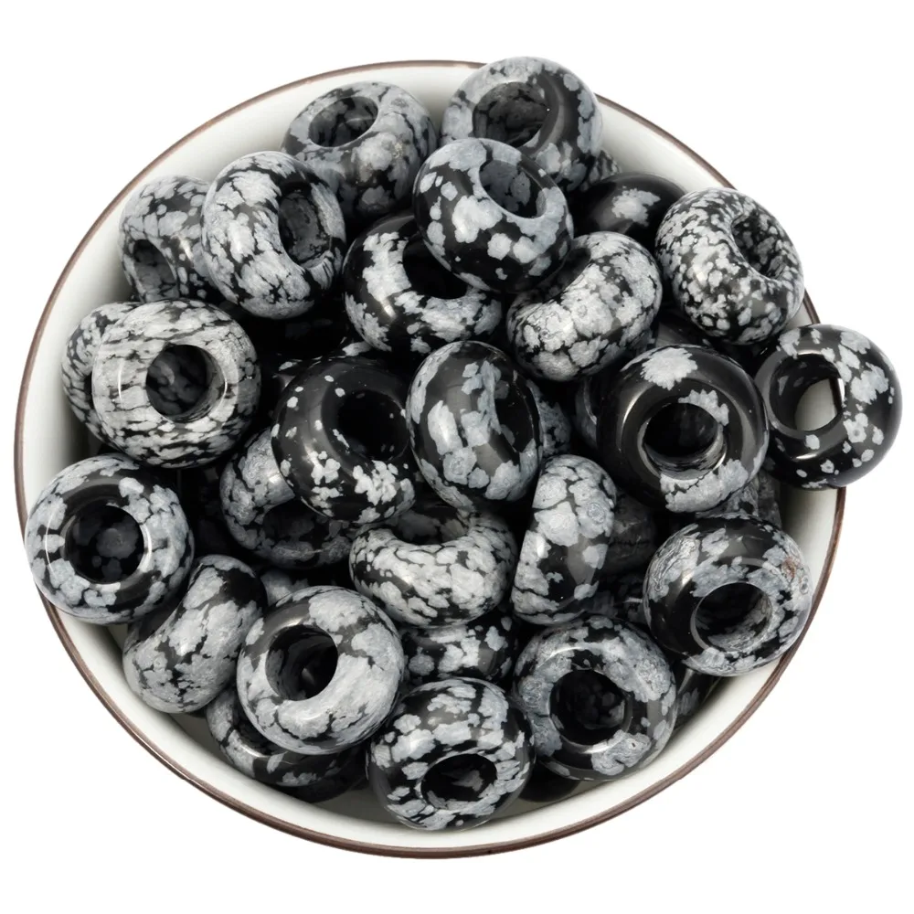 TUMBEELLUWA 1Lot (20Pc) Big Hole Stone Rondelle Loose Spacer Beads For DIY Bracelet Necklace Jewelry Making