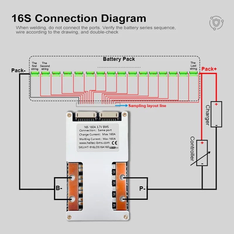 10S-16S 36V BMS 48V 60V 12S 13S 14S 80A 100A 120A 160A bms 3.7V Ternary lithium