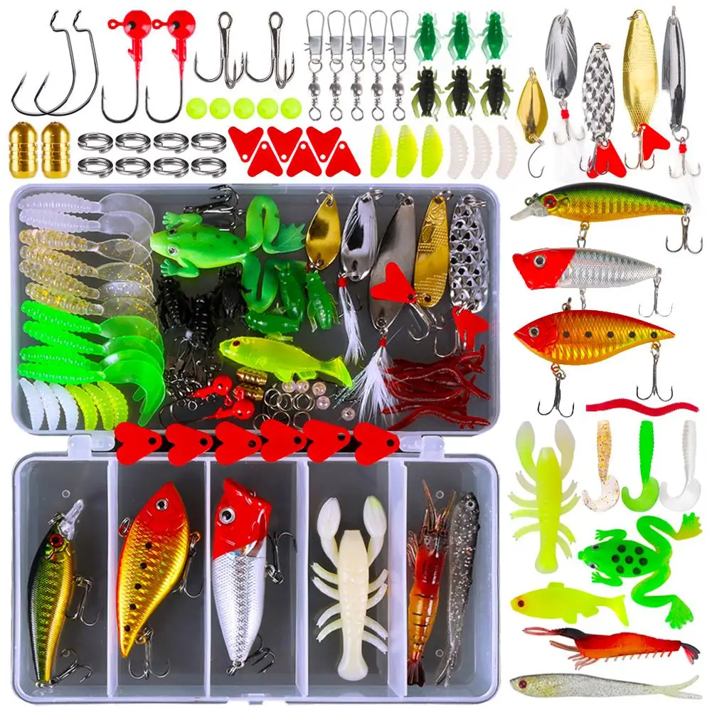 

78 Pieces Fishing Lures Kit With Tackle Box For Saltwater Freshwater Fishing Accessories For Bass Trout Salmon Dropship