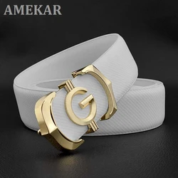 High Quality Gg letter Waist Strap genuine leather designer belts off White Cowskin solid smooth buckle Cowskin Waistband