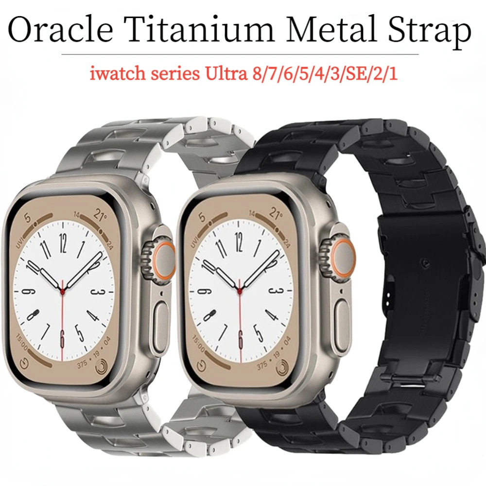 

Oracle Titanium Metal Band for Apple Watch Ultra 49mm 8 7 45mm 41mmStainless Steel Wristband for iWatch 6543SE 44mm 40mm 42 38mm