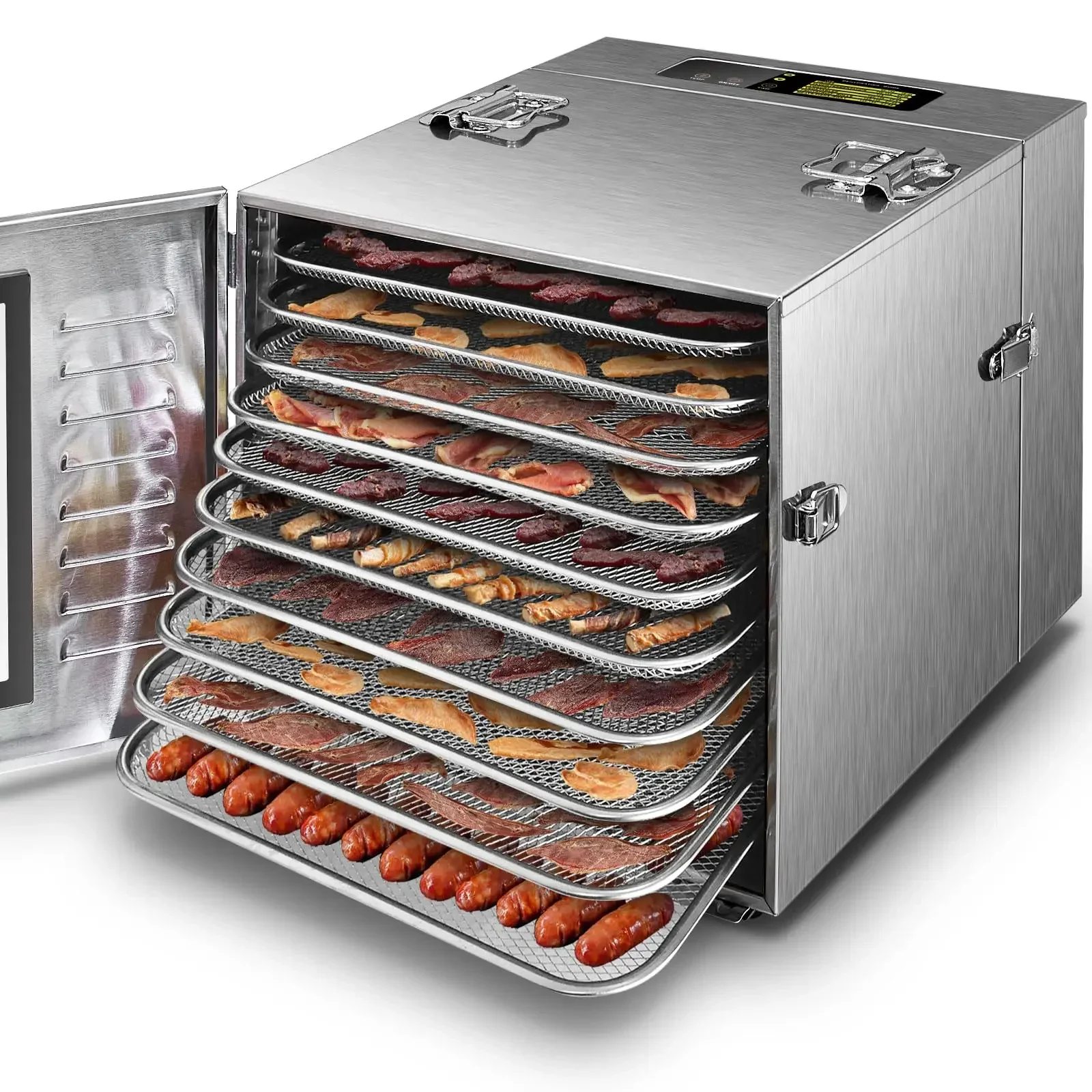 Septree-Detachable Large Food Dehydrator for Jerky, 1000W, Full Stainless Steel Dryer Machine, 10 Trays, Use Area up to 17ft &sup2;