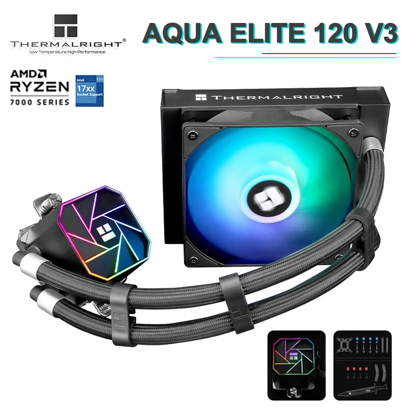 

Thermalright AQUA ELITE 120 V3 ARGB CPU All In One Water-cooled 120mm Integrated AIO CPU Liquid Cooling Radiator Intel 1700 AM5